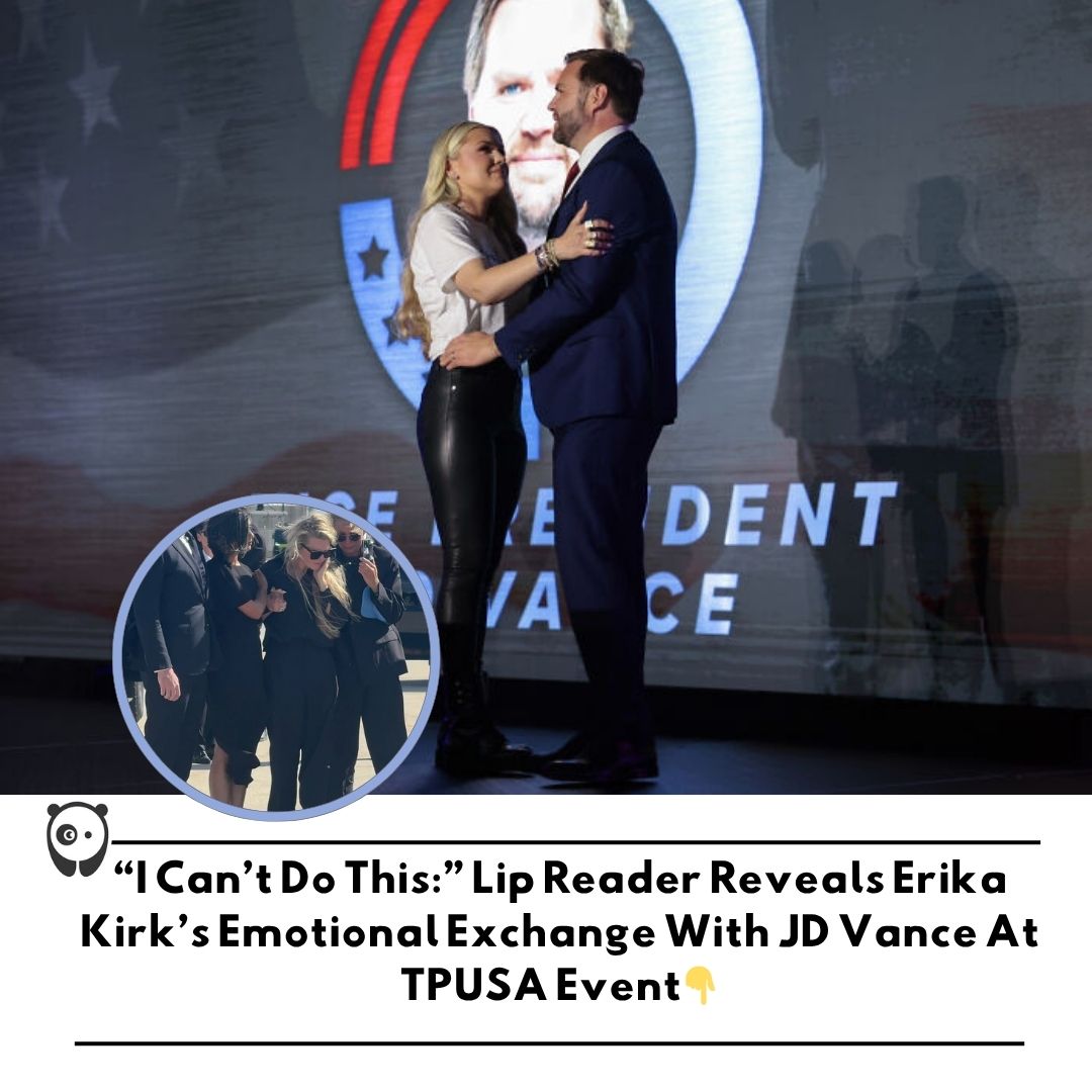 Lip reader reveals Erika Kirk’s emotional exchange with JD Vance at TPUSA event. Click link in bio for more!