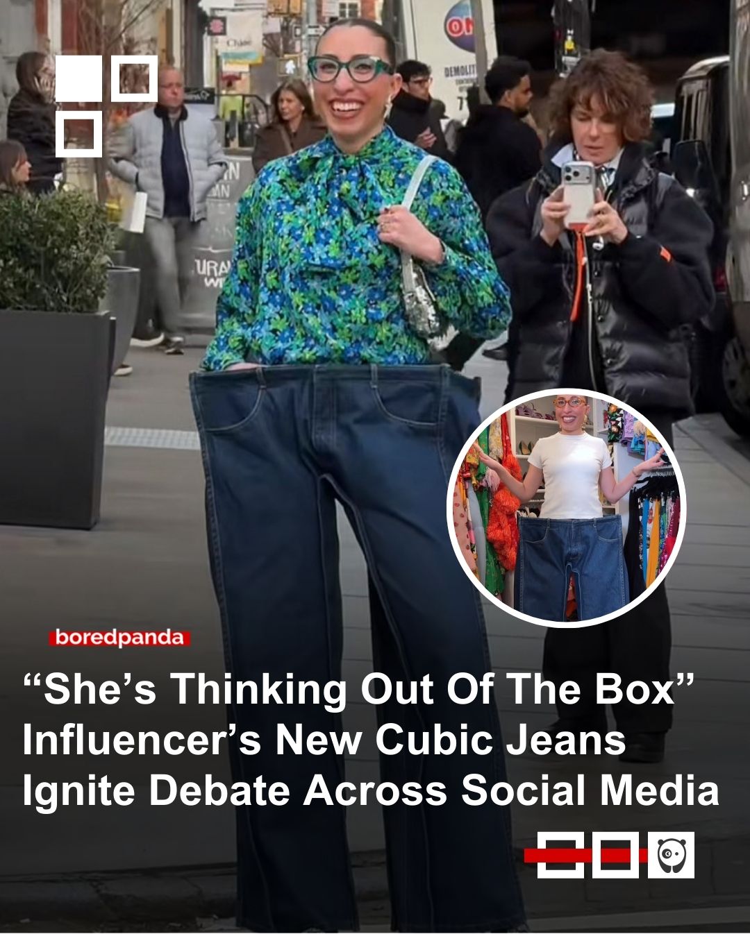 Influencer’s new cubic jeans ignite debate across social media. Click link in bio for more!