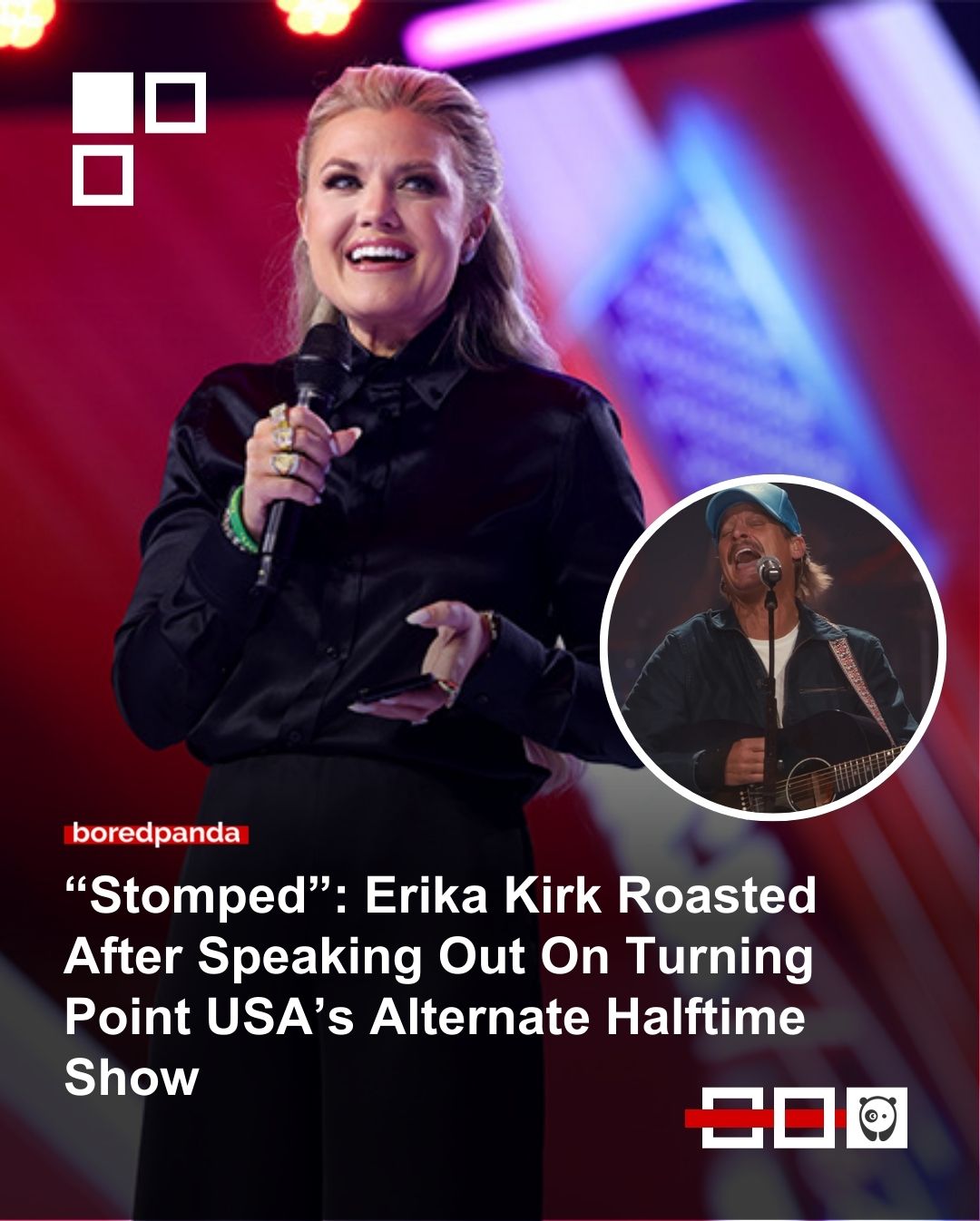 “Stomped”: Erika Kirk roasted after speaking out on Turning Point USA’s alternate halftime show. Click link in bio for more!