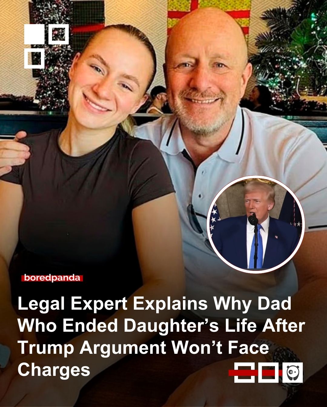 Legal expert explains why dad who ended daughter’s life after trump argument won’t face charges. Click link  in bio for more!