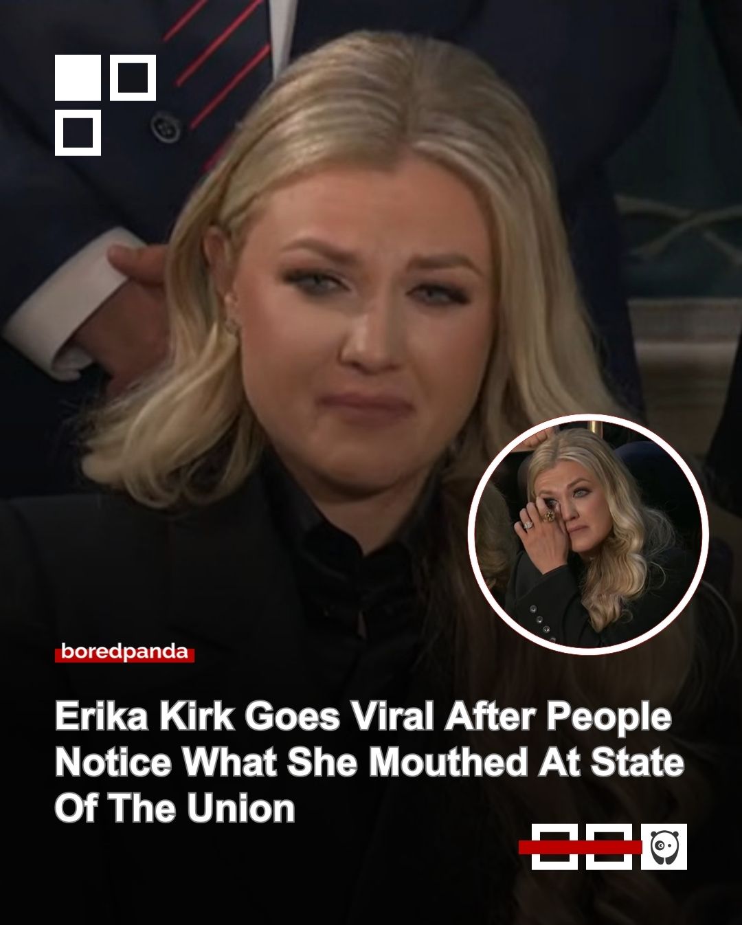 Cameras captured Erika Kirk as President Trump honored her late husband, Charlie Kirk, during the State of the Union, sparking mixed reactions online. 

Some saw "a grieving widow holding strong", while others called her performative, adding to prior scrutiny over a missing wedding photo, a staff call, and an onstage hug with VP JD Vance.

Read the details at the link in our bio.
