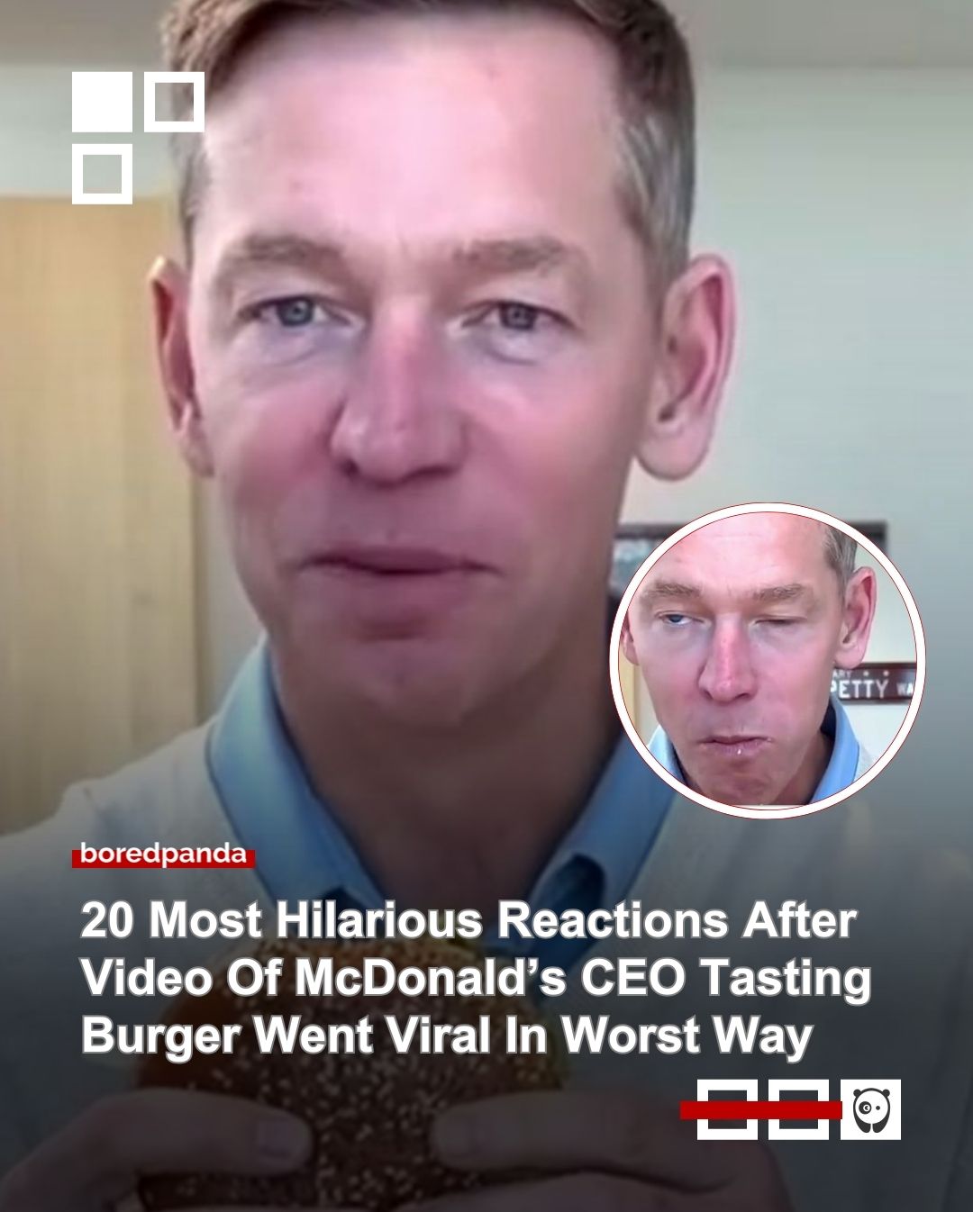 Social media exploded with memes after the viral promotional video featuring Chris Kempczinski, CEO of #McDonalds, tasting the Big Arch burger.

See the viral reactions at the link in bio.