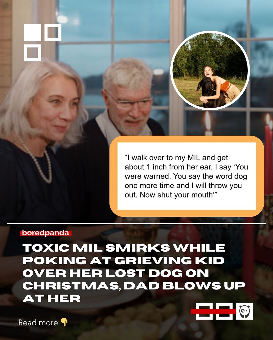 A man online shares how a Christmas dinner took a sharp turn after his mother-in-law ignored a clear warning not to bring up his daughter’s recently deceased dog.

When she made a comment anyway, bringing his daughter to tears, he snapped, confronting her directly and putting an immediate stop to the situation, with the rest of the family stepping in to back him up.

#story #viral #family