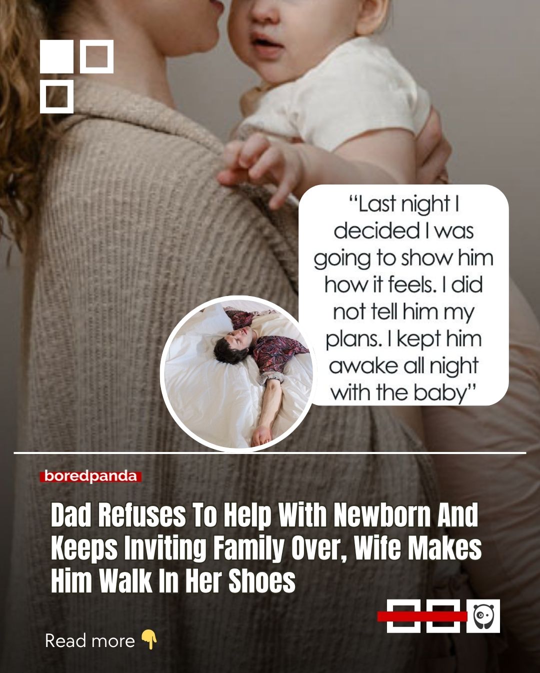 She’s been running on 3–4 hours of sleep with a newborn, while her husband sleeps through the nights and still invites guests over the next day.

After being ignored again and again, she made sure he experienced it too, no sleep, nonstop baby duty, followed by a full day of guests he couldn’t escape.

Now he’s furious, exhausted, and calling her petty.

Read the full story at the link in our bio.