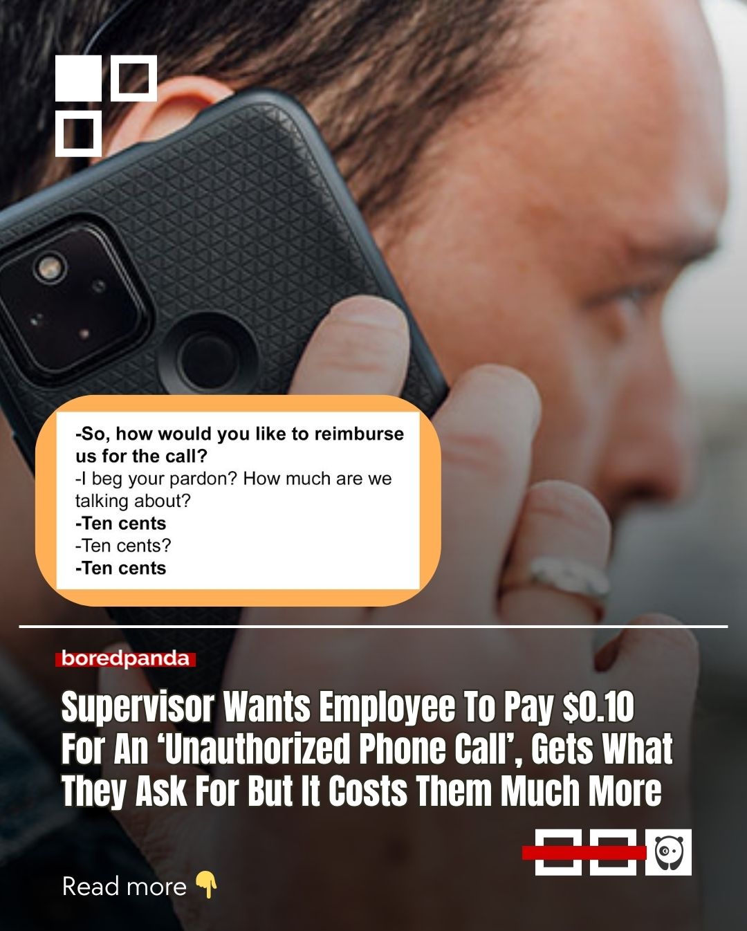 The corporation insisted he pay 10 cents for a single work call during a business trip.

So he complied, down to the smallest detail.

What started as a petty charge turned into a move that backfired so hard, it reportedly changed the entire policy.

Read the full story at the link in our bio.

#work #story