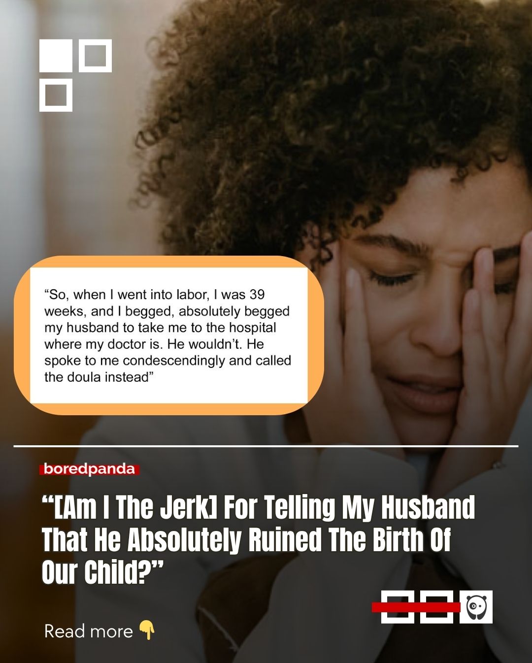 She begged to go to the hospital while in labor, and her husband refused.

For months, he pushed for a home birth, talking over her at appointments, ignoring her concerns, even calling the doula instead when she was in pain and asking for help.

After nearly three days of labor, she finally gave birth, but says the experience was so traumatic, she’ll never forget it.

Read the full story at the link in our bio.

#pregnancy #labor #relationship