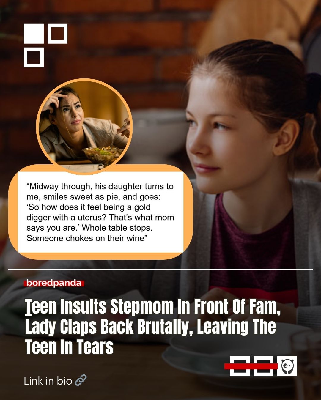 She helped raise her stepdaughter for years, only to be called a “gold digger with a uterus” in front of the whole family.

That’s when she snapped and fired back with something that left the teen in tears.

People online are divided over what happened next.

Read the story at the link in our bio.

#reddit #drama #social