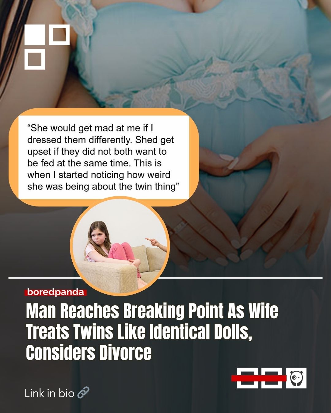 He thought his wife just loved the idea of twins.

But years later, she still insists they be identical, same clothes, same look, same everything. Then one moment crossed a line, and now even the girls are starting to push back.

He’s now questioning everything and wondering if staying is doing more harm than leaving.

Read the full story at the link in our bio.

#family #childcare #drama