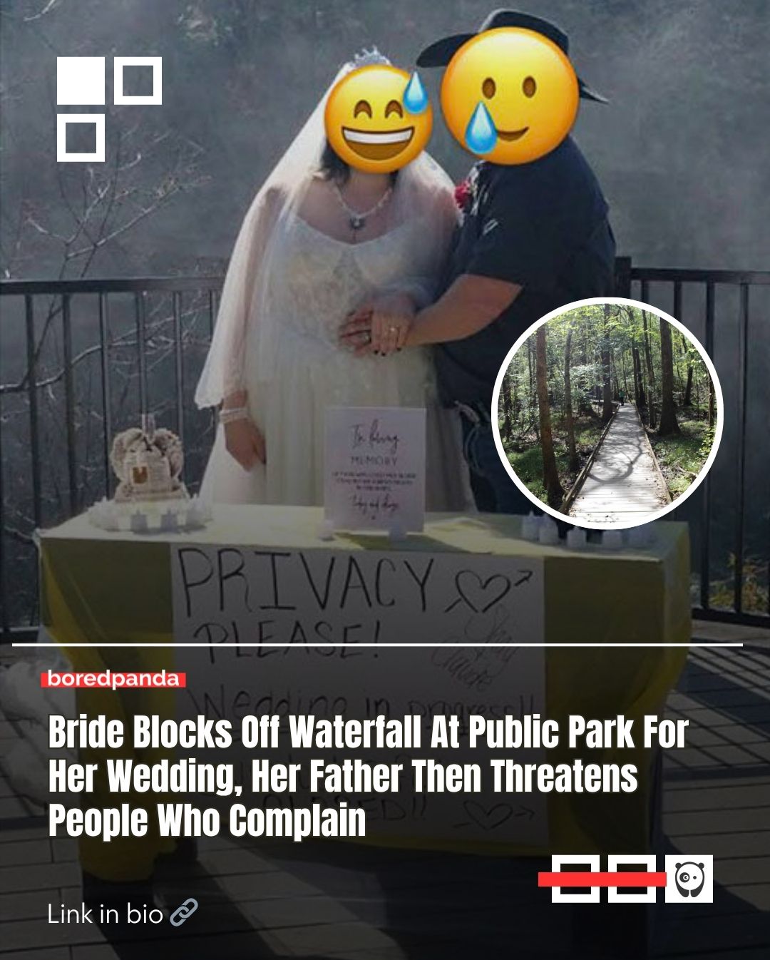 A couple got dragged online for throwing a wedding party at a public park, blocking the view of a waterfall.

The bride’s father threatened a visitor who was allegedly at the location for sightseeing and was removed by the family.

Read more at the link in our bio.