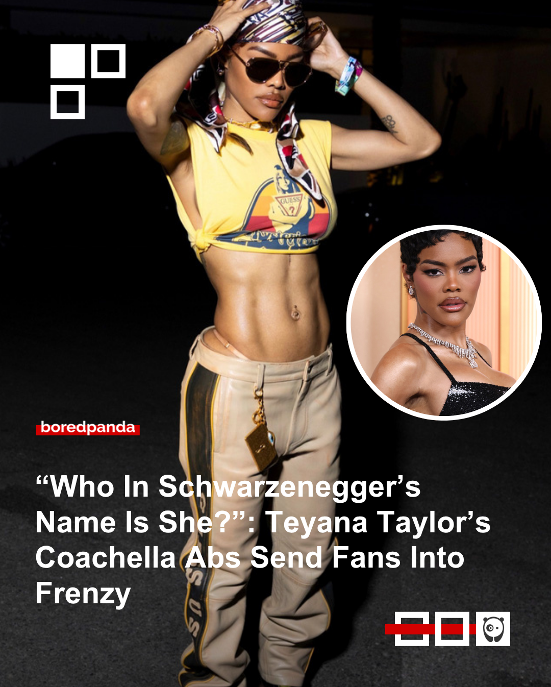 Teyana Taylor became a viral sensation after appearing at Coachella in a cropped yellow tee and low-rise racing pants that showcased her legendary, sharply defined physique.
The star followed up her streetwear look with an experimental appearance at Revolve Fest. Read more at the link in our bio.