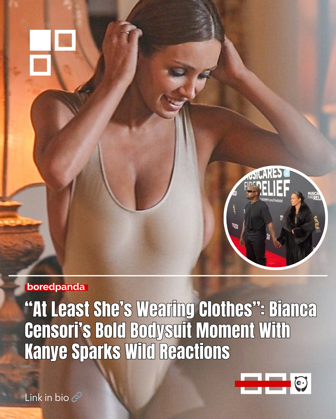 Bianca Censori, the architect who is famously married to Kanye West, stunned netizens with another bold look.
She recently told ‘Vanity Fair’ that she views being unclothed as “living my artwork.”  Read more in bio.