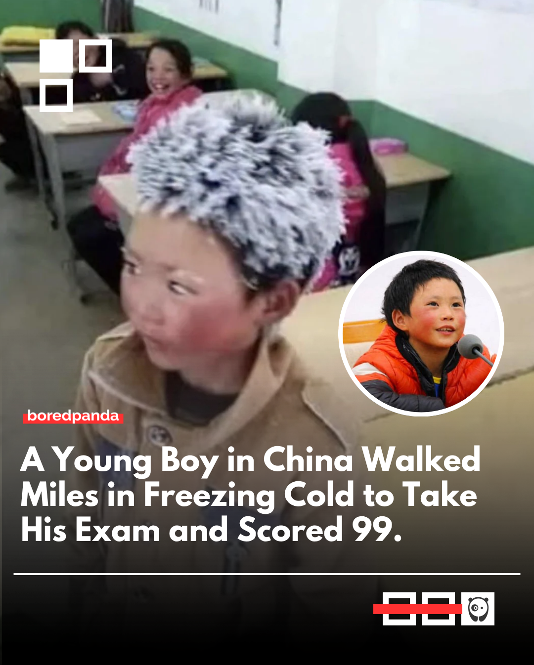 In 2018 Wang Fuman, a young boy in China, walked several miles through freezing weather to reach his school for an important exam. By the time he arrived at the classroom, the bitter cold had covered his hair and eyebrows in frost, creating a striking image that captured the internet's attention.