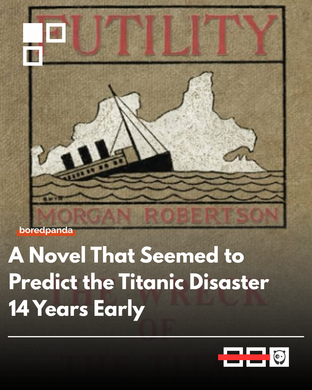 The Wreck of the Titan, published in 1898 By Morgan Robertson is a fictional novel that strikingly resembles the sinking of the Titanic 14 years later, describing a massive ship that hits an iceberg and suffers from a shortage of lifeboats, with notable similarities in size, passengers, and circumstances. 

#Titanic #thewreckofthetitan #morganrobertson #facts #randomfacts