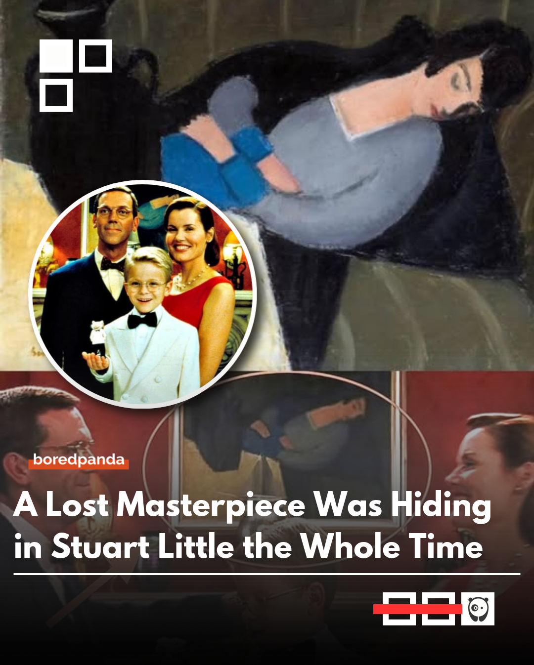 A painting casually hanging in the background of Stuart Little turned out to be a real lost artwork: Sleeping Lady with Black Vase by Róbert Berény. It was missing for decades, quietly sitting in plain sight on a children’s movie set until an art historian spotted it while watching the film and realized everyone had been staring at a forgotten masterpiece without knowing it. 

#sleepingladywithblackvase #art 
#stuartlittle 