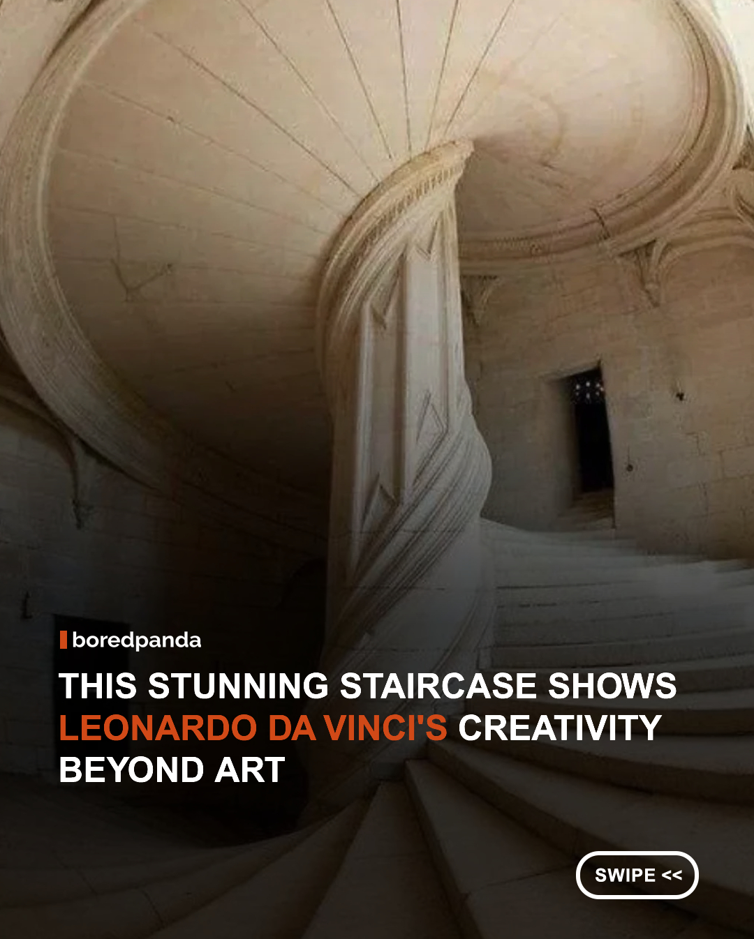 More than 500 years after it was conceived, this remarkable spiral staircase remains a testament to the brilliance of Leonardo da Vinci. Designed in 1516, its elegant double-helix structure allows people to ascend and descend without crossing paths, combining beauty with an ingenious understanding of movement and space. 🌀🏛️



The design continues to inspire architects and engineers today, proving that Leonardo's talents extended far beyond painting and into the world of innovation. It's a stunning example of how great ideas can remain timeless, no matter how many centuries pass. ✨ 



#Leonardodavinci #art #spiral #designs