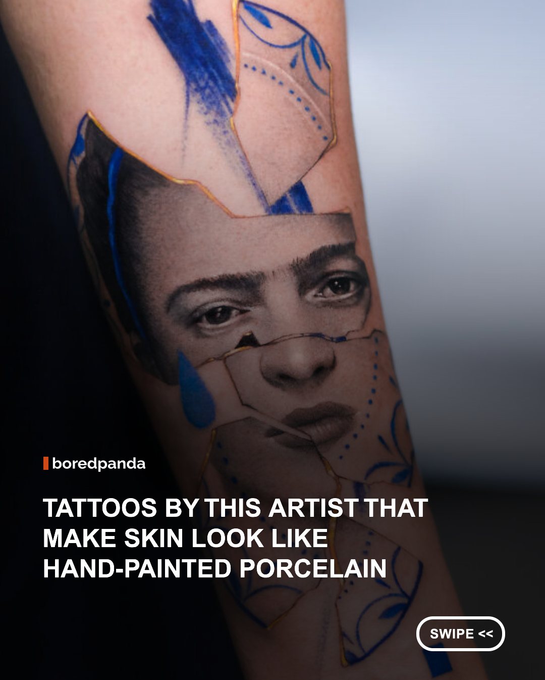 Antonio Sangre Blue, the artist behind 'Tatuaggi di Porcellana', approaches tattooing in an unusual way. His work, done almost entirely in cobalt blue, references the visual language of carefully hand-painted ceramics, with clean lines, balanced compositions, and a sense of quiet precision. #Tattoos #art #antoniosangreblue #tatuaggideporcellana