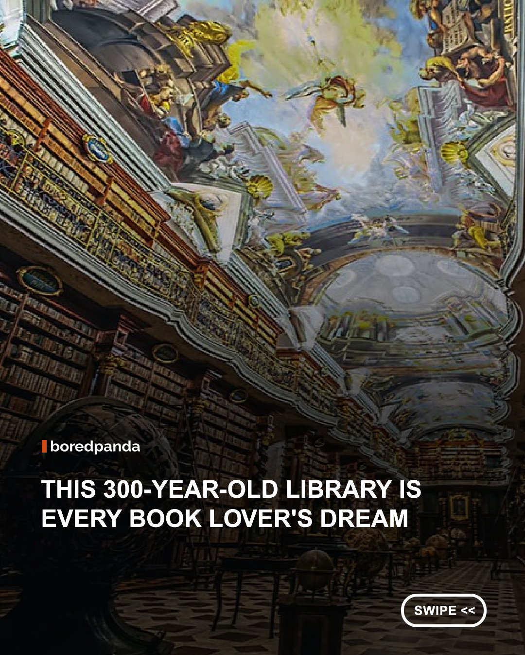 The Baroque Library at Prague's Clementinum is often considered one of the most beautiful libraries in the world. Completed in 1722, its breathtaking interior features soaring frescoed ceilings, ornate wooden bookshelves, historic globes, and more than 27,000 rare theological volumes that have been preserved for centuries. Part of a vast Jesuit complex founded in 1556, the Clementinum now serves as the home of the Czech National Library and remains one of Prague's most iconic cultural landmarks. 📚