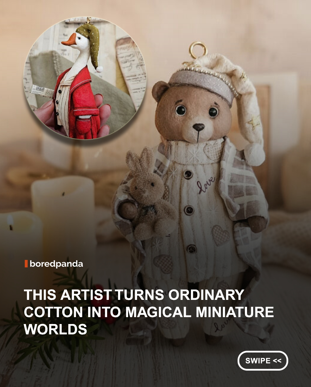 At first glance, it's hard to believe these intricate ornaments are made from nothing more than ordinary cotton wool. Through a meticulous process of sculpting, layering, and hand-painting, artist Katya transforms one of the simplest materials into heirloom-quality decorations that bear little resemblance to their humble beginnings. 