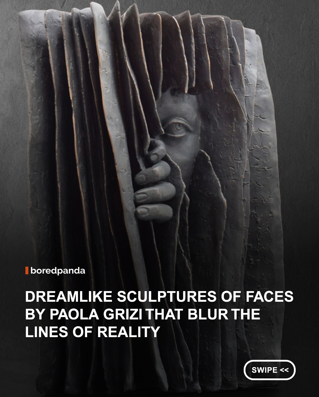 Italian artist Paola Grizi creates sculptures that feel as if they exist somewhere between literature, memory, and the human subconscious. Working primarily in bronze and terracotta, she transforms books, pages, and folded surfaces into haunting sculptural forms where faces, hands, and fragments of expression seem to emerge from within the material itself.