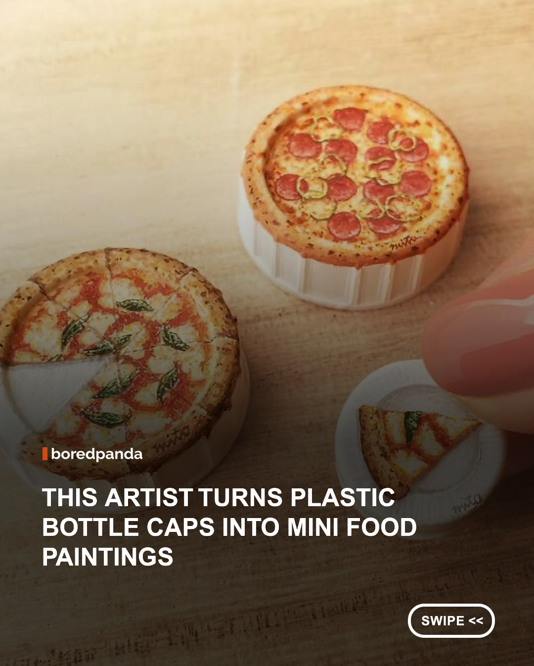 Artist Mito Nishikura has been captivating people online with her unexpected choice of canvas: plastic bottle caps. Instead of traditional materials, she transforms these everyday objects into remarkably detailed miniature paintings, proving that powerful art can thrive even on the smallest surfaces. #art #aritist #painting #miniatureart