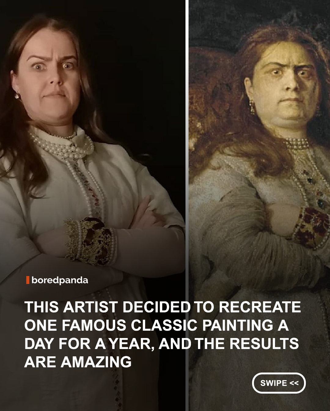 Blending photography, fashion, and a love of art history, artist Liza Yukhnyova recreates iconic paintings with stunning attention to detail. From costumes and lighting to facial expressions and composition, each image faithfully captures the spirit of the original masterpiece while bringing it into the modern world. 🖼️✨