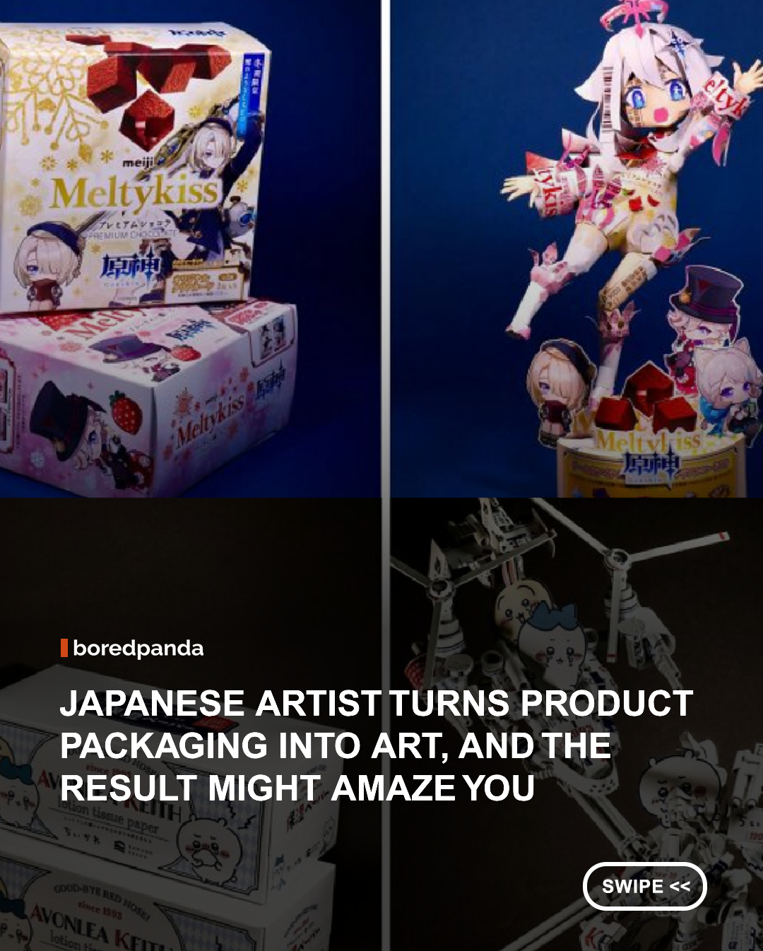 It’s always inspiring to come across artists who can turn ordinary items into something extraordinary, and Japanese artist Haruki is definitely one of them. Known for transforming snack and sweets packaging that would typically end up in the trash, he gives these materials a second life by turning them into intricate and imaginative sculptures.