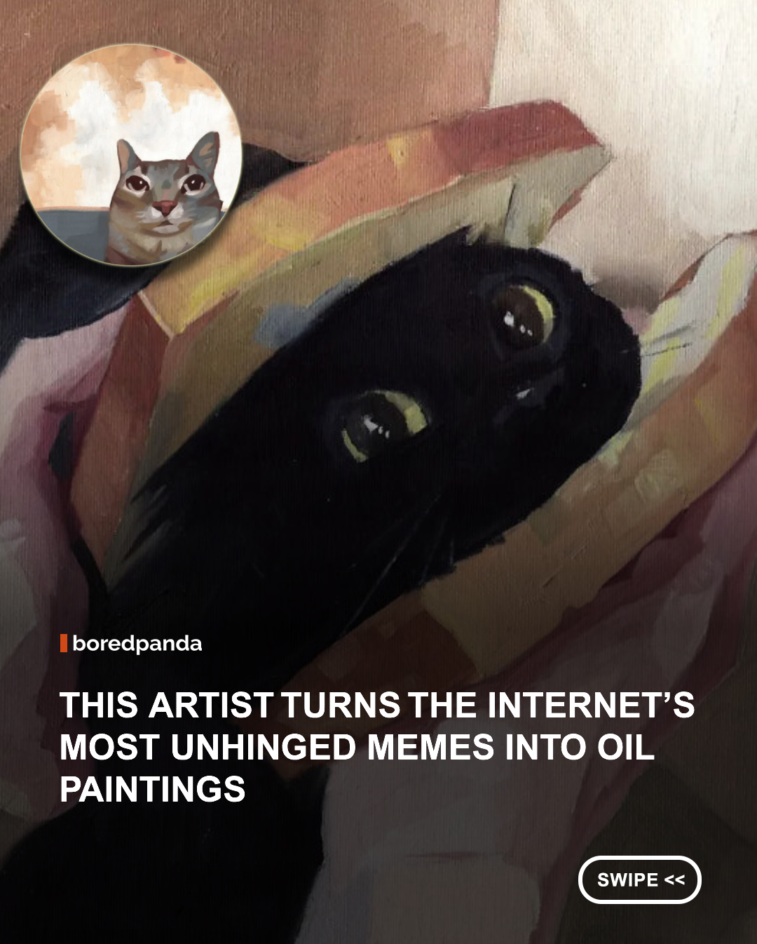 The internet is full of images that make us laugh or wonder how they became popular in the first place. Artist Daniel Arthur takes some of these memes and internet moments and turns them into traditional paintings, giving fleeting online images a new life on canvas.
