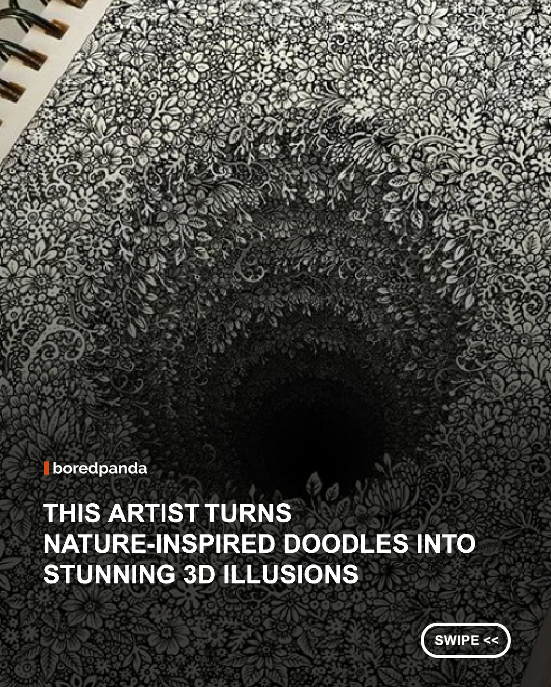 Cambodian artist Visoth Kakvei takes ordinary doodling to an extraordinary level with incredibly intricate, nature-inspired drawings that seem to leap right off the page.

Working mostly freehand, Kakvei creates elaborate illustrations filled with flowers, leaves, animals, patterns, and maze-like details. His drawings can take anywhere from 3 to 6 hours to complete, but he doesn't stop there. He digitally enhances some of his pieces to create the illusion that the artwork is actually rising out of the paper. 🤯

The combination of meticulous hand-drawn details and clever digital effects gives his work an almost three-dimensional quality, making it feel less like a drawing and more like a tiny world coming to life.

Basically, this is what happens when someone takes the word “doodle” far more seriously than the rest of us ever did.