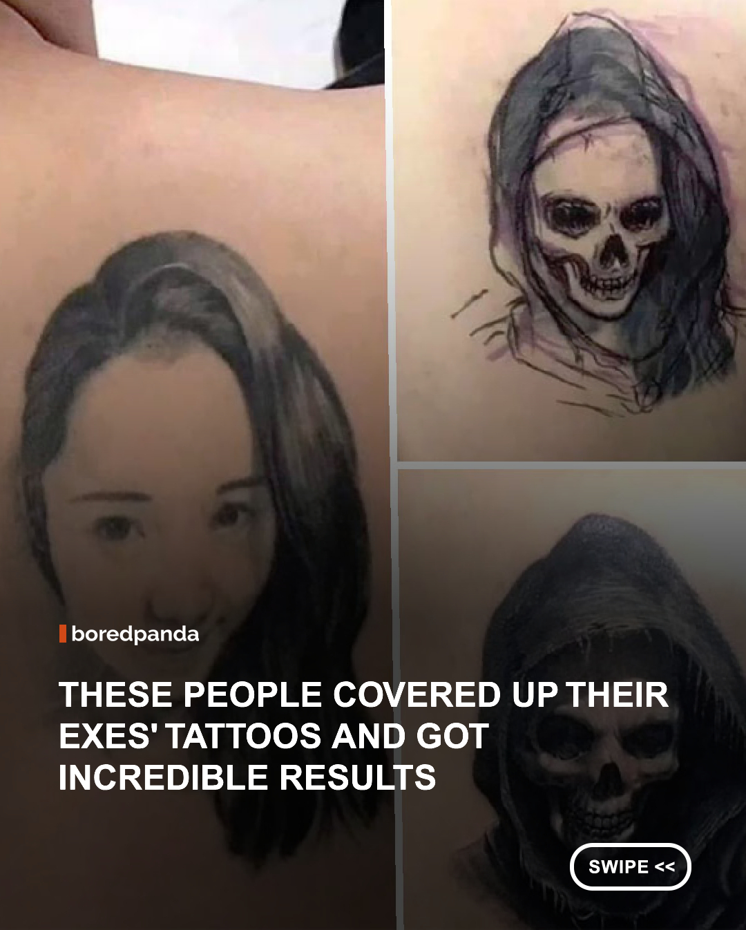 "Breakups can be very, very emotionally draining, especially if you’re left with a permanent reminder of your ex on your body. Getting a tattoo design with your partner’s face, name, or initials inked is easier than getting rid of it.

Luckily, some crafty tattoo artists have the skills and creativity to turn them into something new, allowing them to let go of the past and move on. "