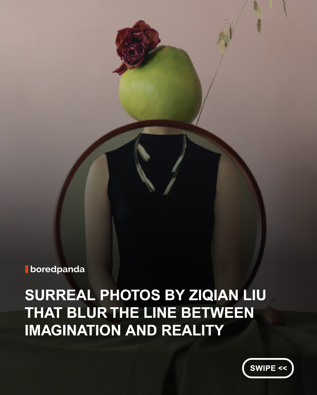 Shanghai-based photographic artist Ziqian Liu has nearly perfected the careful interplay of composition and reflection, pairing her own body with plants, mirrors, and carefully controlled light to create serene scenes that often feel somewhere between reality and a dream. Liu creates her photographs independently, using a camera and a tripod, with her own figure becoming a recurring element in her compositions. Her images tend toward minimalism, soft colors, and natural light, while flowers, fruit, and ordinary objects are arranged with remarkable precision. At the center of much of Liu’s work is the relationship between people and nature. Rather than treating the natural world as a backdrop, she presents the human body, plants, and other living things as parts of the same interconnected system.
