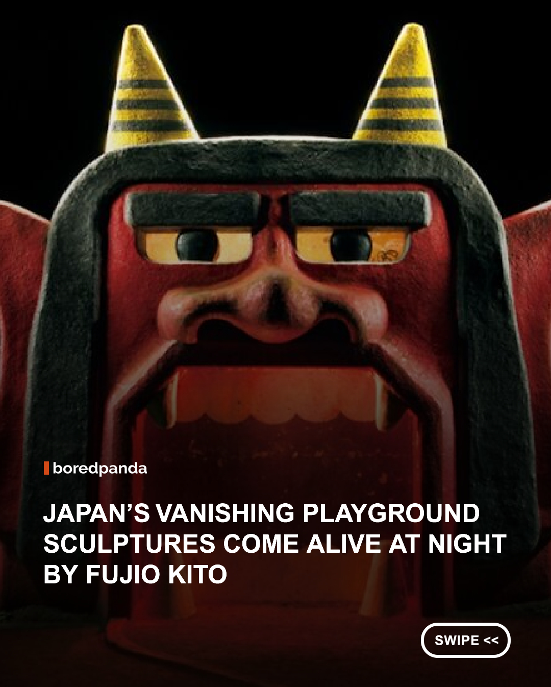 Playgrounds are usually associated with daylight, children running around, and the familiar shapes of slides, swings, and climbing structures. But after dark, even the most ordinary playground can take on a completely different character. In Japan, some older concrete play structures already look more like oversized sculptures than conventional playground equipment - and photographer Fujio Kito has found a particularly striking way to document them.

Kito has spent years photographing unusual playground equipment across Japan, often at night. His subjects include structures shaped like animals, robots, plants, dinosaurs, telephones, and other unexpected forms. Carefully placed lighting isolates them in the darkness, turning familiar playground equipment into dramatic, almost surreal figures.