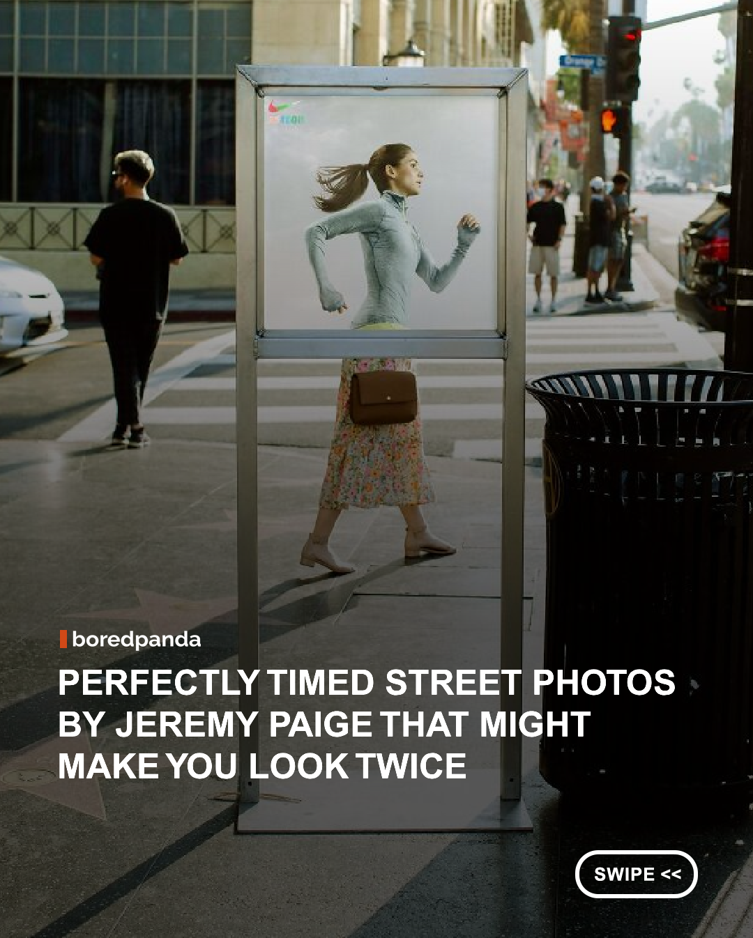 Los Angeles-based photographer Jeremy Paige finds humor, strangeness, and unexpected beauty in everyday city life.



Rather than chasing spectacular moments, Paige pays attention to the small details most people would walk past, from perfectly timed interactions with advertisements to unusual combinations of people, shadows, vehicles, and colors.



His photographs capture both the playful and less glamorous sides of Los Angeles, often leaving viewers with a single intriguing moment and no explanation of what happened before or after.



#art #Photography #JeremyPaige