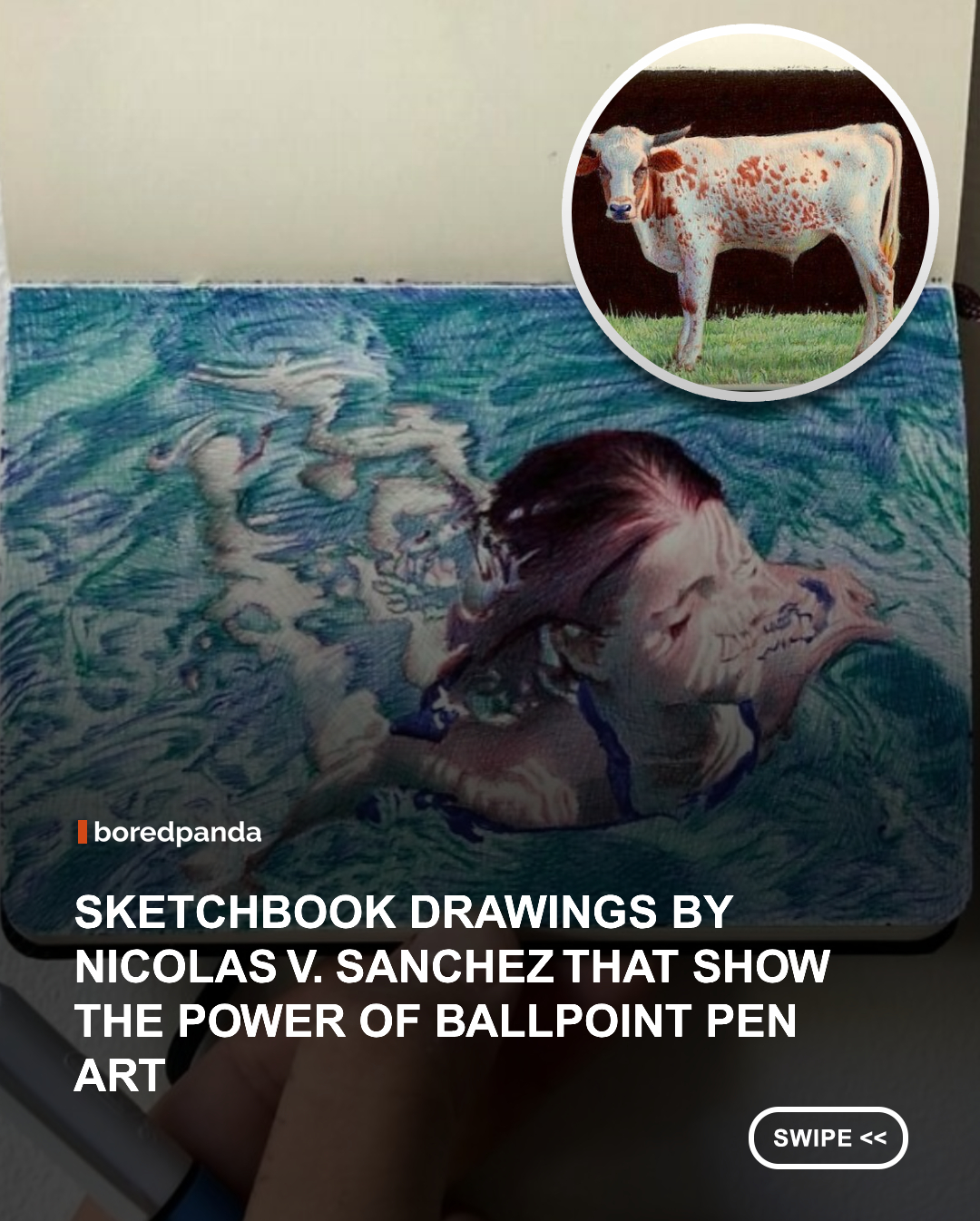 Artist Nicolas V. Sanchez transforms ordinary sketchbooks into incredibly detailed works of art using nothing but colored pens and an almost unbelievable level of precision. From frogs and cows to everyday moments like a girl in a bathtub or a child swimming, his drawings look so realistic that you might mistake them for photographs at first glance. 🤯

Every piece is created by hand, with layers of color, careful shading, and tiny details that bring each subject to life. There are no fancy digital effects or shortcuts, just patience, skill, and a whole lot of dedication packed into the pages of a notebook.

The result is a collection of miniature masterpieces that make you want to look twice. Suddenly, the notebook collecting dust in your drawer feels like it's seriously underachieving. 😂✨

#NicolasVSanchez #ColoredPencilArt #PenArt #Hyperrealism