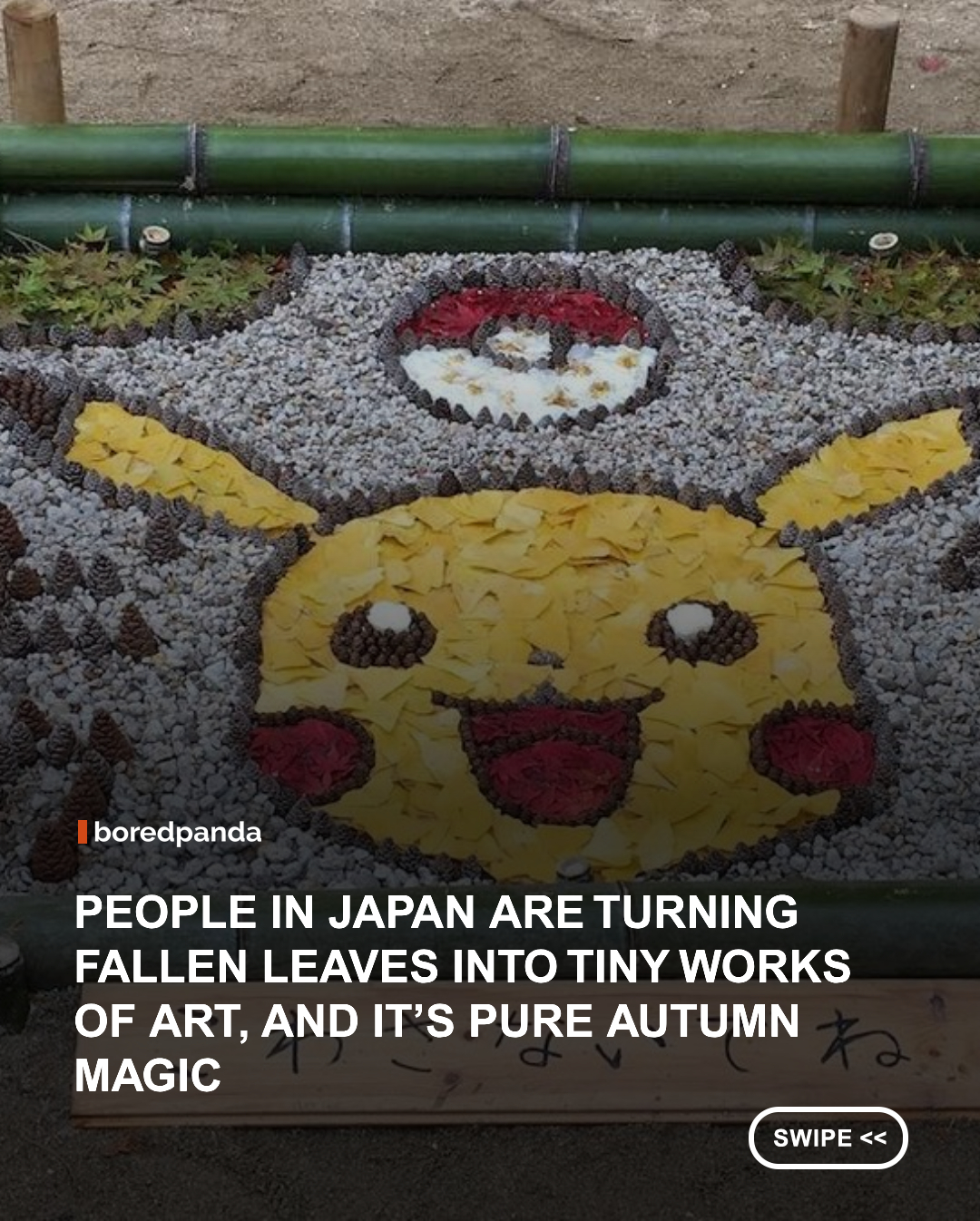 
In Japan, people have turned fallen leaves into a creative playground, transforming ordinary autumn foliage into clever, colorful works of art. This trend, known as ochiba art, gives fallen leaves a second life as everything from adorable characters and playful designs to intricate little scenes. 

The best part? The leaves are already there, scattered across the ground in all their autumn colors. All it takes is a little imagination to turn a simple leaf pile into something that makes passersby stop, smile, and maybe feel slightly guilty about sweeping their own yard. 😂🍁
It’s a lovely reminder that art doesn’t always need fancy materials or a studio. Sometimes, all you need is a sidewalk, a few fallen leaves, and a brain that refuses to see a leaf as just a leaf. ✨

#FallenLeafArt #OchibaArt #Japan #CreativeArt #AutumnArt