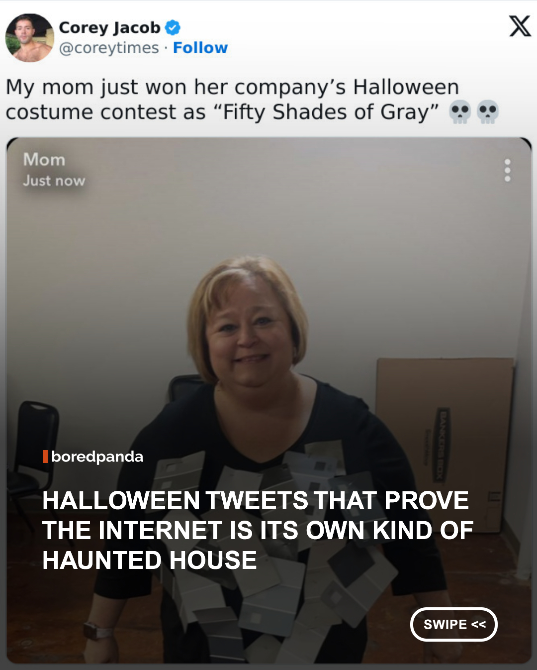 Halloween always seems to inspire people’s strangest ideas, funniest comments, and some truly unexpected moments. With all the creative costumes, piles of candy, and kids knocking on doors, there’s no shortage of jokes that feel a bit too real.

Some people try to make Halloween look perfect, but others share its funny side online. Whether it’s parenting mishaps or odd Halloween thoughts, these tweets show the parts of spooky season you won’t see in the usual holiday pictures.

Keep Swiping for some of the funniest Halloween tweets that prove the real scares aren’t always hiding in the dark! #Halloween #Funny #Funnytweets #Halloweencostumes
