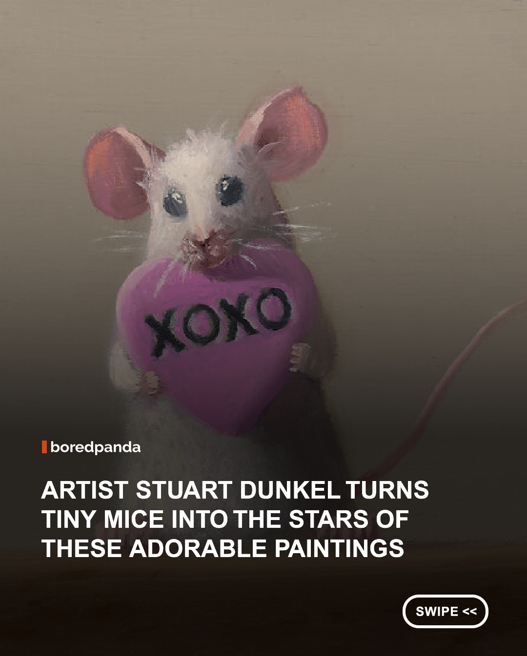 Stuart Dunkel is a painter and musician who is known for his adorable art featuring a mouse named Chuckie as the main character. Though in early childhood Dunkel was drawn to music, which led him to becoming a successful classical musician, later in life, his attention shifted to visual arts. In 1994, Stuart began by painting images of dogs, but the art didn't really sell. That made the artist look for other subjects.

"The mouse paintings first appeared as part of a running joke with his wife about why there were crumbs on the kitchen counter," was written in Stuart's bio. After including his latest painting in an exhibition, he was pleasantly surprised that it was immediately sold. Fast forward to today, as Stuart continues to paint mice and their little shenanigans. "The mouse is clearly autobiographical, but he is also a universal spirit, sharing emotional experiences that range from delight to fear—usually with a sense of humor as well." 

Artist: @stuartdunkel
#Art #Mouse #StuartDunkel #Painting 